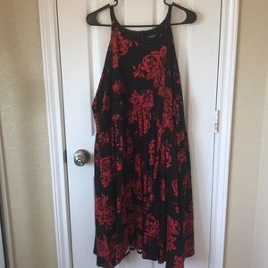 TORRID Size 28 Black and Red Floral Dress